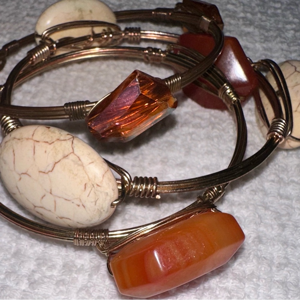 Chunky Gold Wire Wrap Bangle Stackable Bracelets … - image 5